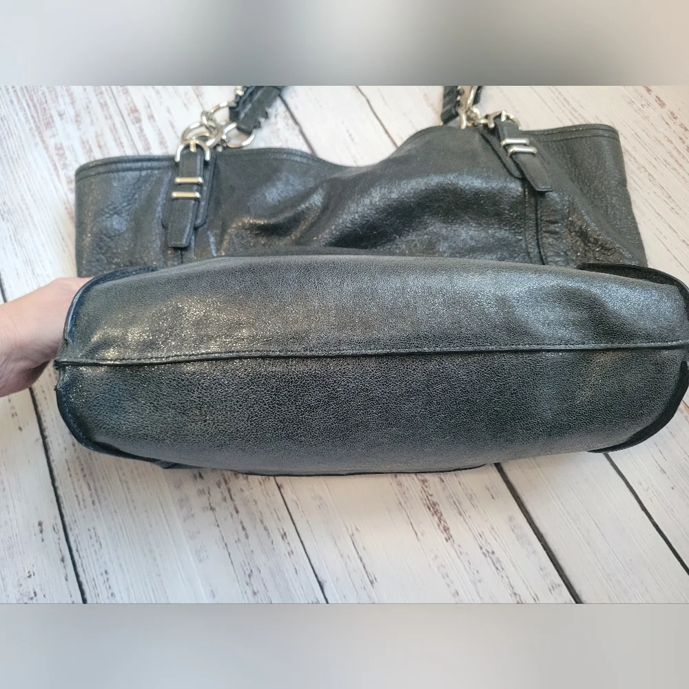Coach Kristin Pinnacle Leather NS Tote Bag F19385 Black Shimmer Large Slouchy